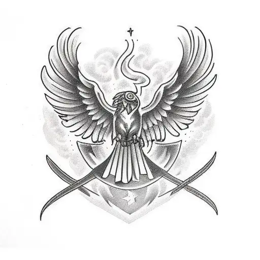 Phoenix With Cross In Talons