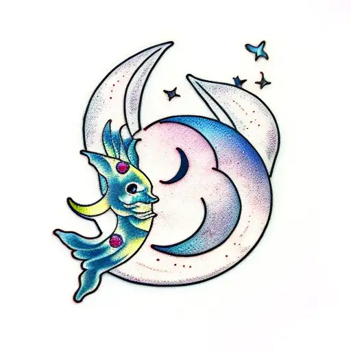 Crescent Moon And Butterfly