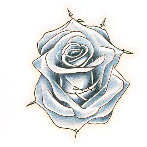 Bloody Rose With Thorns On Stem