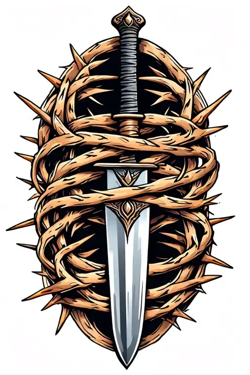 Blunt Sword Covered In Thorns Wrapped