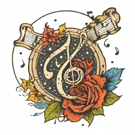 A Tattoo Design Of A Music Note Constellation With Each Note Representing A Different Zodiac Sign
