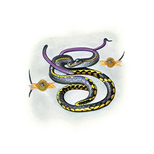 A Black Mamba Snake Coiled Around A Medical Caduceus Symbol