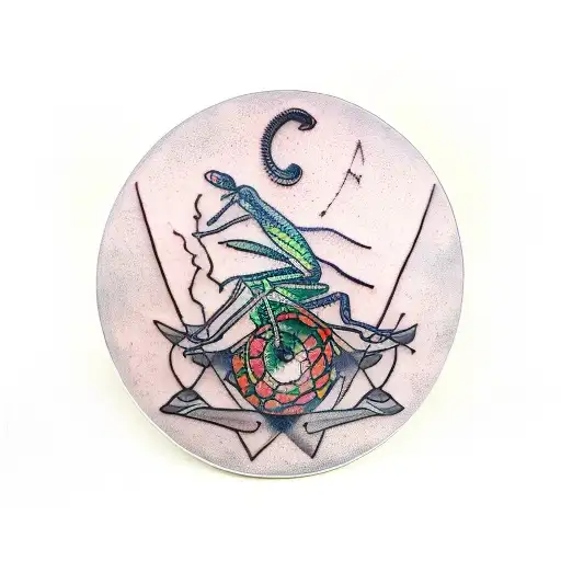 Disc Golf Basket With Praying Mantis