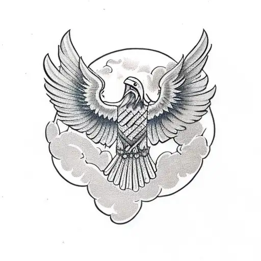 A Muscular German Eagle With Its Wings Spread Wide