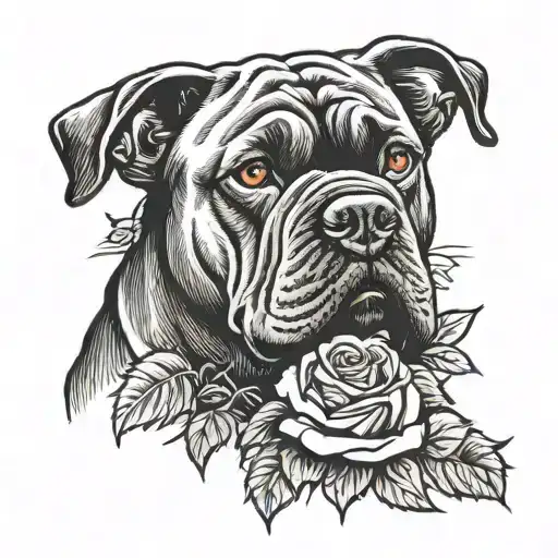 Cane Corso Dog With Rose