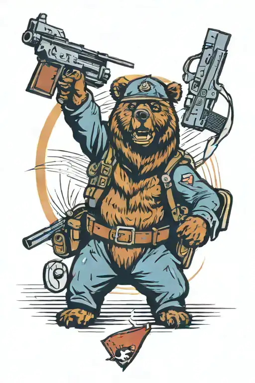 Military Brown Bear That's Dangerous With Guns