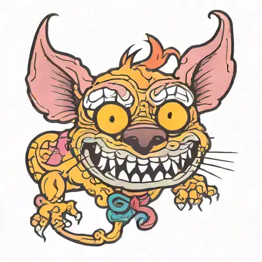 Courage The Cowardly Dog In A Traditional Tattoo Design With Bold Lines And Colors