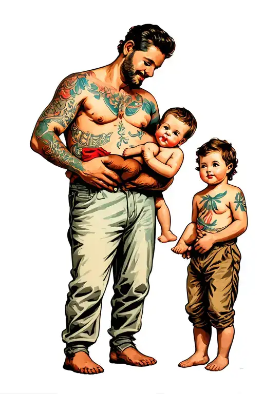 Father With 2 Kids And 1 Baby Boy