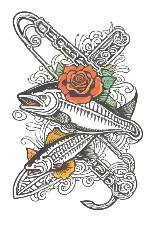 Hockey Stick And Fishing Rod Casting