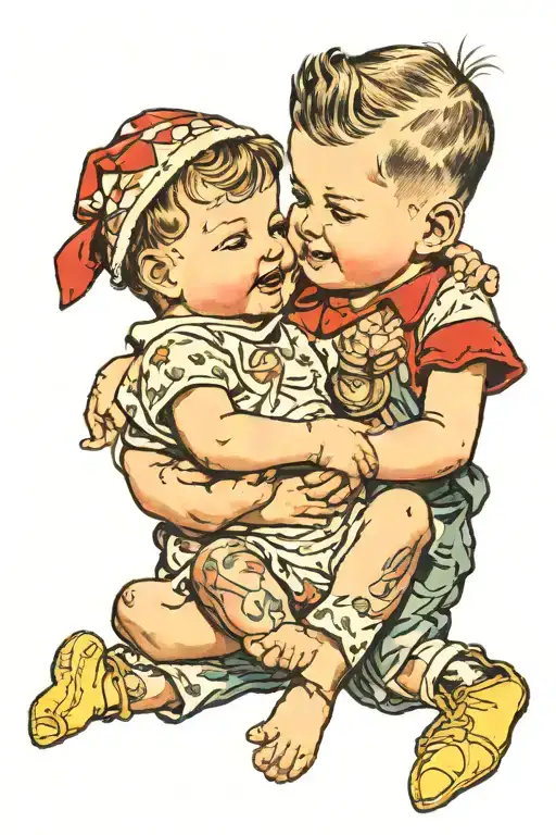 Little Boy Holding Baby Brother