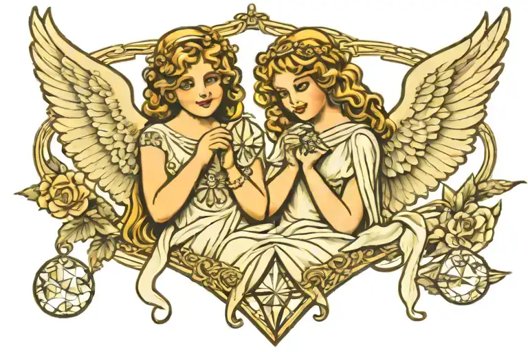 2 Angels Holding A Diamond