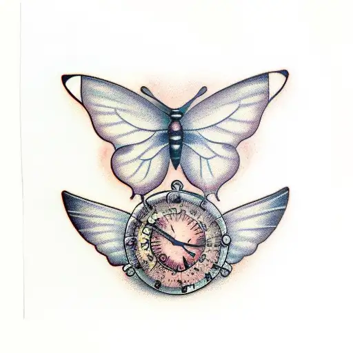 Hourglass With Butterfly And Catapillar