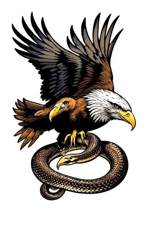 Eagle Tearing A Snake Apart