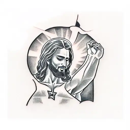 A Silhouette Of Jesus Praying In A Gym Setting