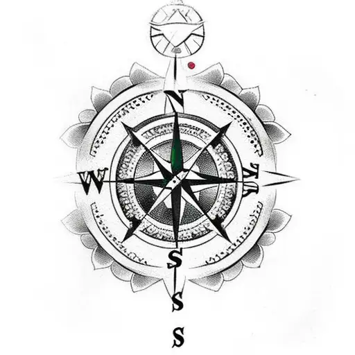 A Compass Surrounded By Roses With A Cowboy Hat On Top