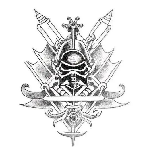 Design A Traditional Tattoo Featuring A Dark Souls Character Driving A Vintage Car