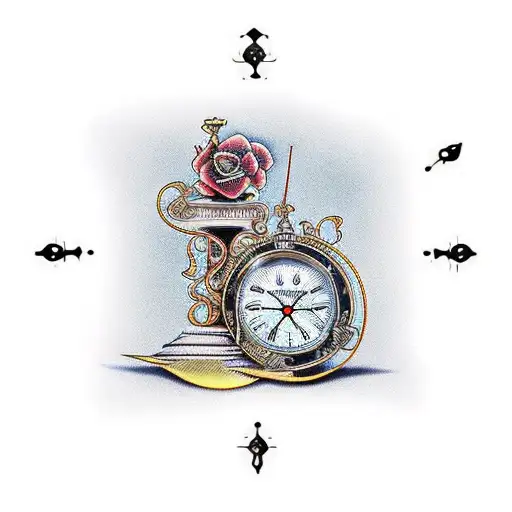 Clock Melting Into Staircase Surrounded By Filigree