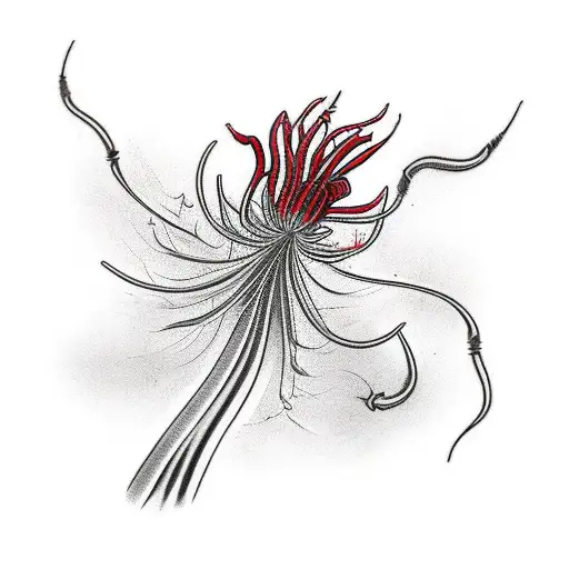 Centipede Wrapped Around Red Spider Lily