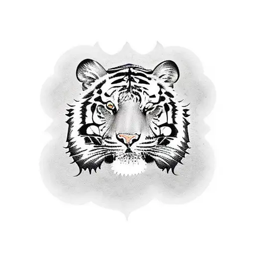 Tiger With Lotus Flowers