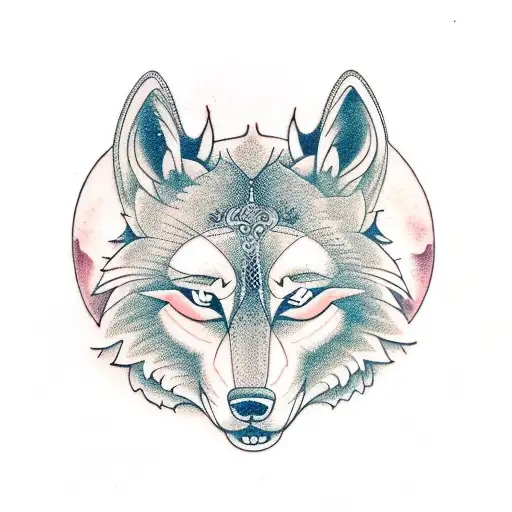 Ying Yang Mit Wolf Und Fuchs