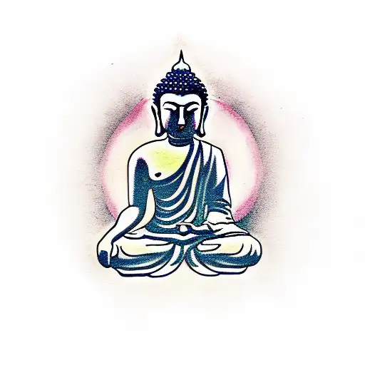 Meditating Buddha With A Halo Of Lotus Flowers