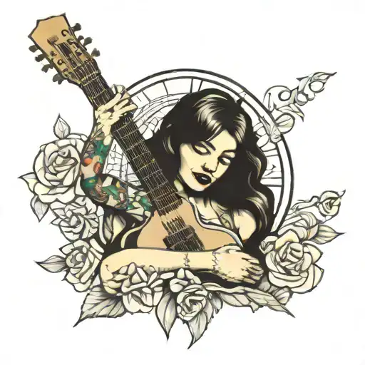 Nude Girl Playing Guitar