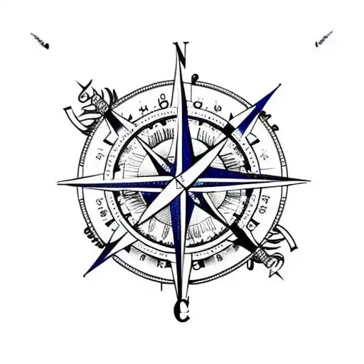Compass With Chain Wrapping Around And The Coordinates Of Chicago Illinois Intertwined In The Chain