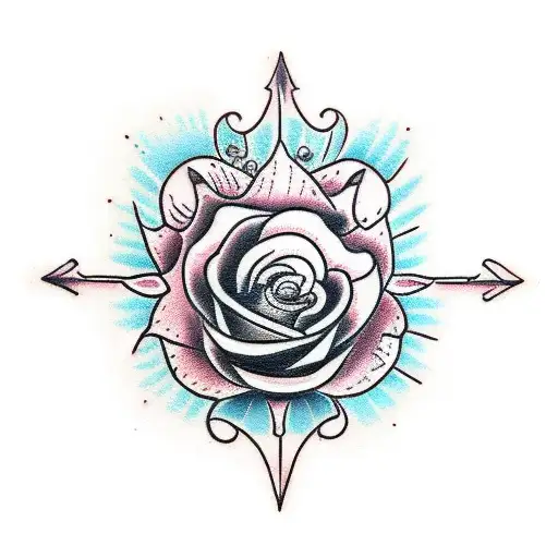 A Feminine Compass With Roses And A Cowgirl Hat