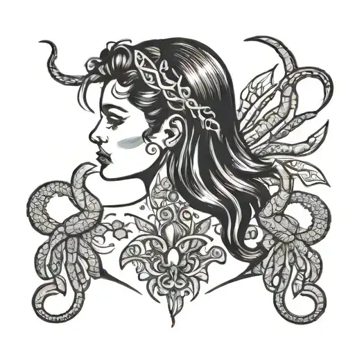 Woman With Scorpion Tail Topless