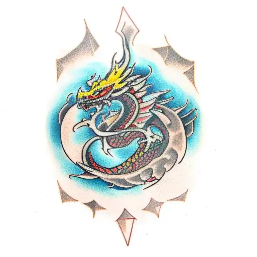 Tattoo Chest Dragon Planets