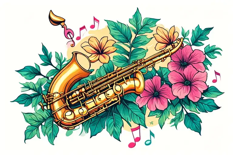 Plants Music Notes Saxophone