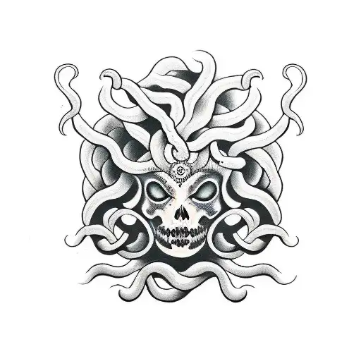 A Blackwork Tattoo Of Medusa