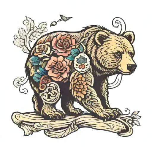 Bear Sleeve Tattoo Featuring