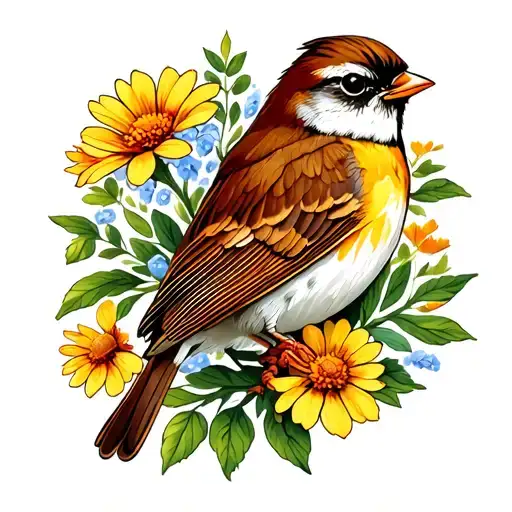 Sparrow Holding Wildflower