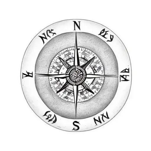 A Viking Compass With Viking Rune Markings Pointing Towards Adventure