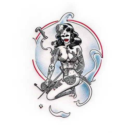 Female Grim Reaper Sitting Full Body Pinup