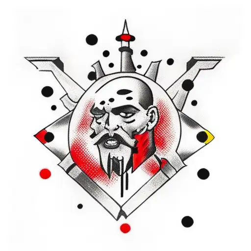 Ukrainian Flag In Black And Red Colors With Red Dots