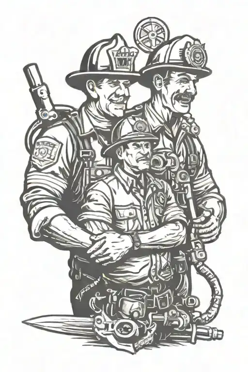 Firefighter And Mechanic Holding A Wrench