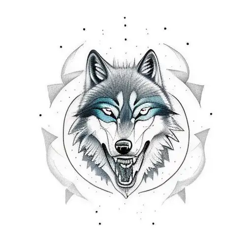 A Wolfs Face Which Half Of It Is Of A Good Wolf And The Other Half Is Of A Bad Wolf