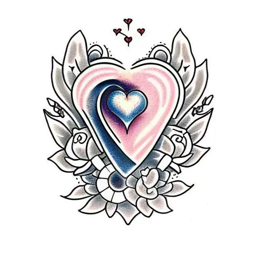 Heart With Flowers And Angel