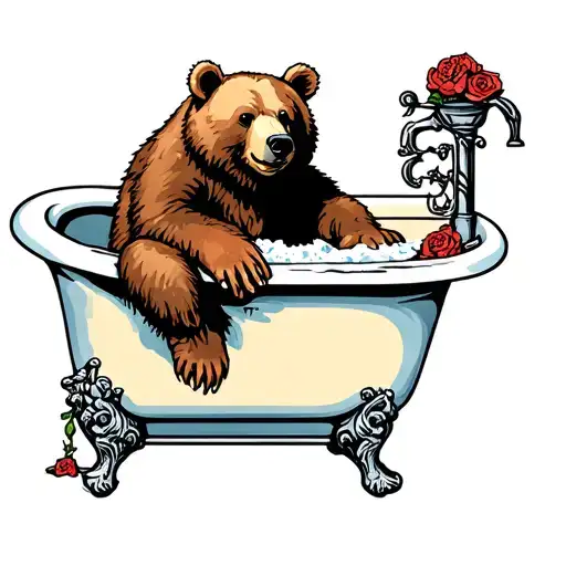 Bear In A Claw Foot Bathtub