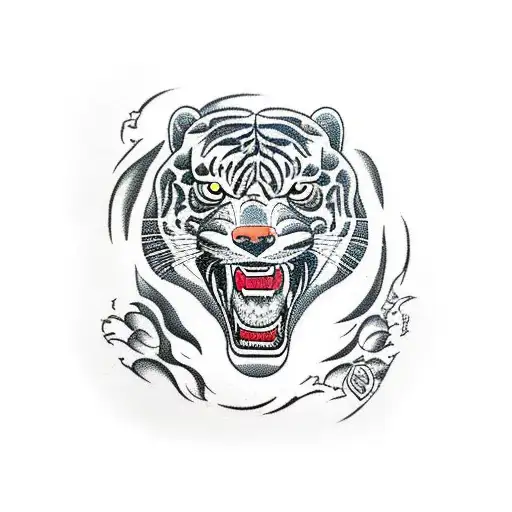 Angry River Otter In A Traditional Panther Or Tiger Body Pose