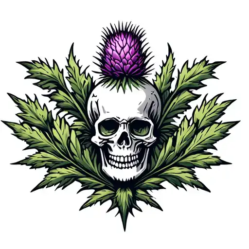 Skull And Thistle Badge Etched