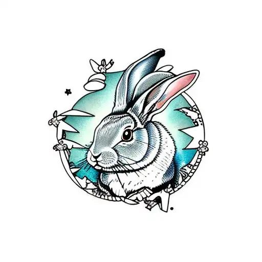 Rabbit Sitting In Moon