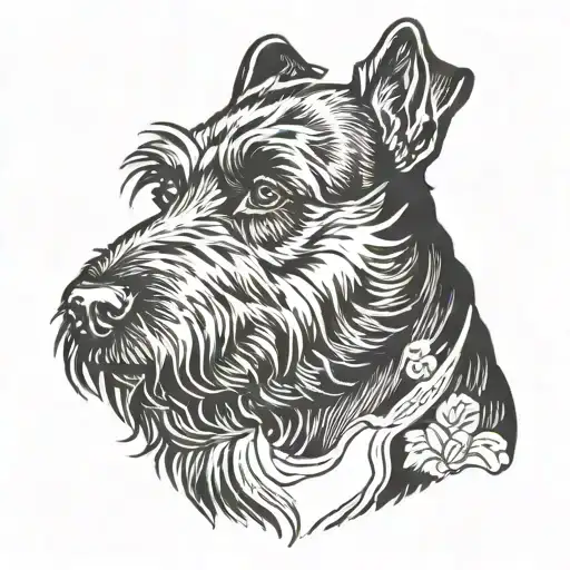 Black Terrier Dog With White Beard Portrait