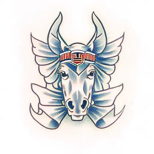 American Traditional Harley Davidson With Horse Show Ribbons On The Front