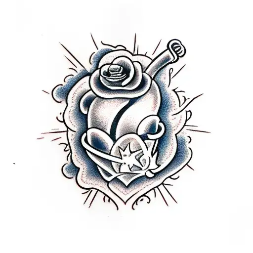 Heart With Flowers And Angel