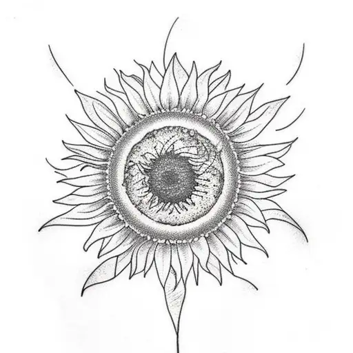 Sunflower With Leaves On The Stem