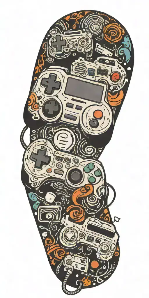 Video Game Controller With Music Notes