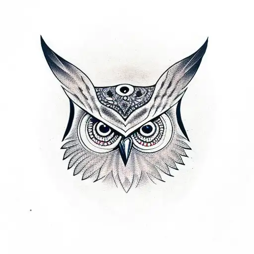 Tribal Owl With Mandala In Background Forearm